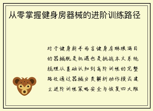 从零掌握健身房器械的进阶训练路径
